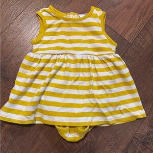 Hanna Andersson Yellow & White Striped Baby Dress Onesie